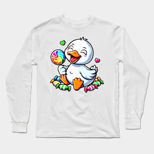 Endearing Duck with Candies Long Sleeve T-Shirt